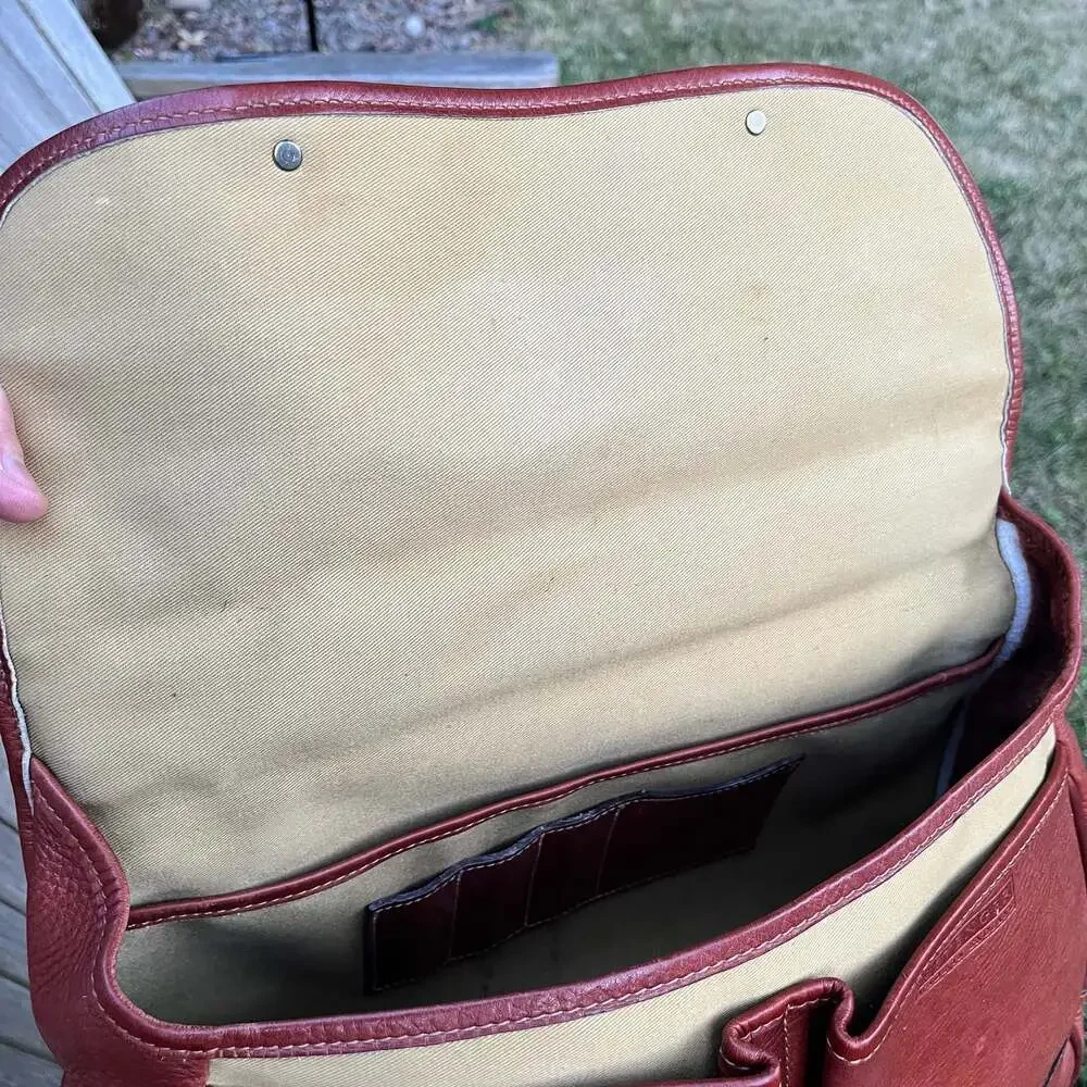 VTG 80s Levenger Made in England Brown Leather Briefcase Messenger Bag